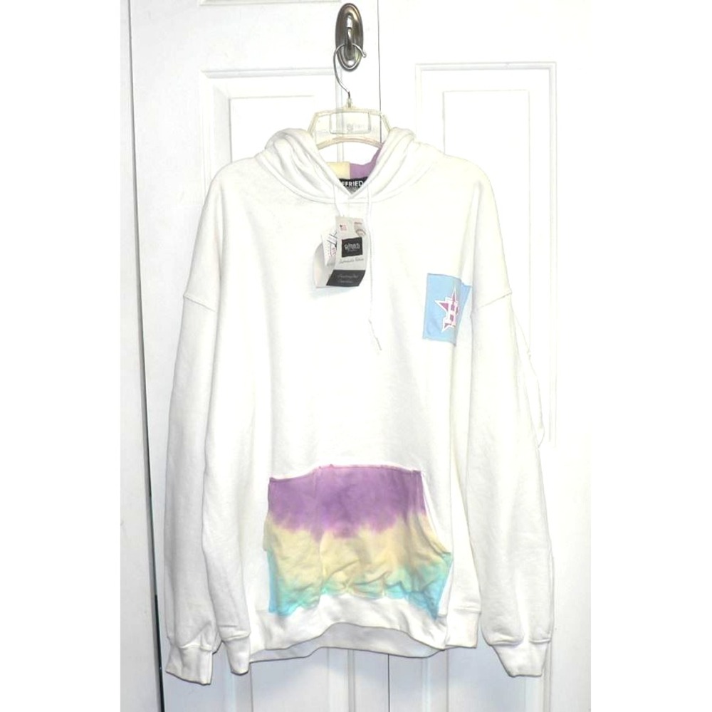Refried Apparel Women's Houston Astros Tie Dye Pullover Hoodie in White XL